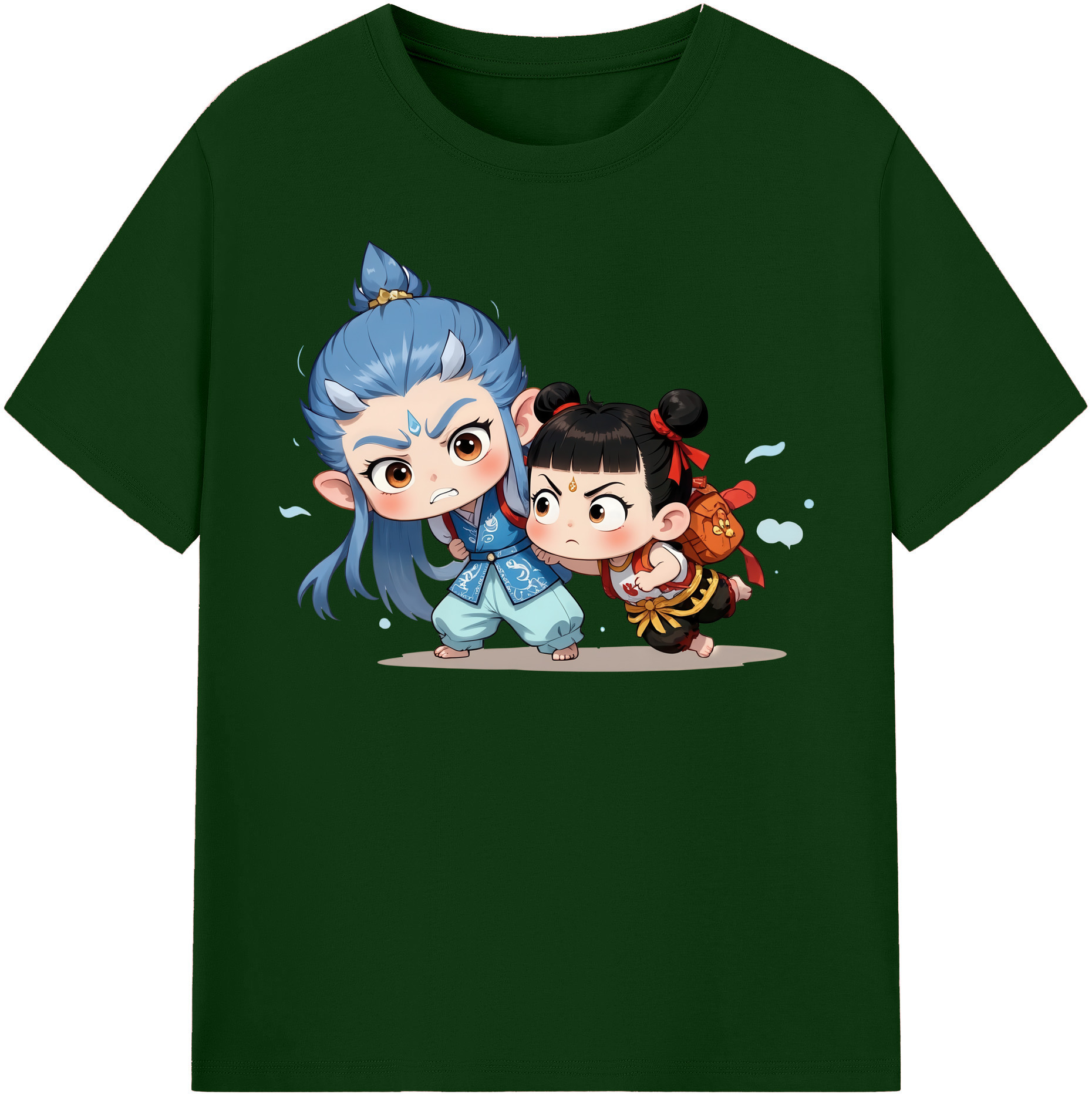 （画像用） Ne Zha 2 ナタ 魔童の大暴れ 綿100％半袖Tシャツ（フロントプリント）